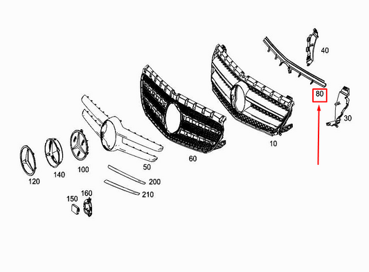 new mercedes-benz b w246 top radiator grille air deflection a2468880438 original