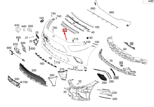NEW MB CLS C257 FRONT BUMPER INSIDE TOP BASIC CARRIER A2578855000