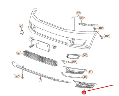 NEW VW PASSAT B8 FRONT BUMPER LEFT AIR GUIDE GRILLE 561853665E9B9 ORIGINAL