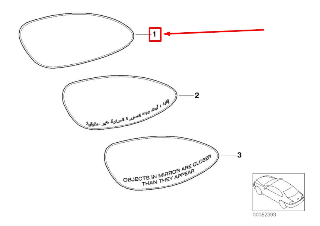 NEW BMW Z4 ROADSTER E85 FRONT LEFT DOOR MIRROR GLASS 51167112585 7112585