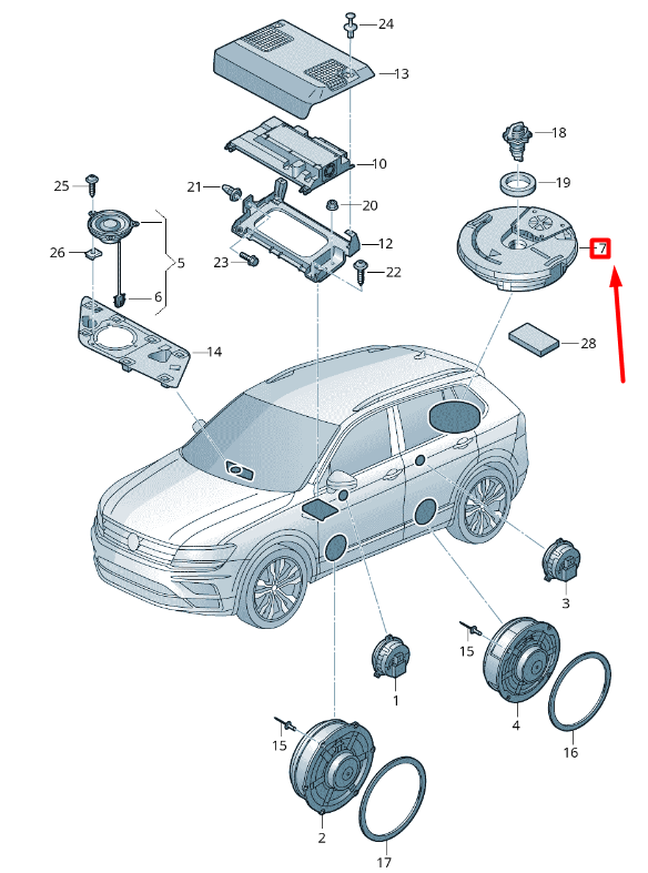 new volkswagen tiguan ad1 rear subwoofer 5na035621 original