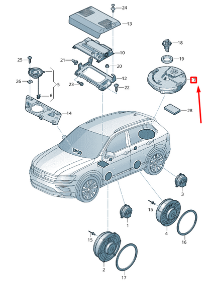 new volkswagen tiguan ad1 rear subwoofer 5na035621 original