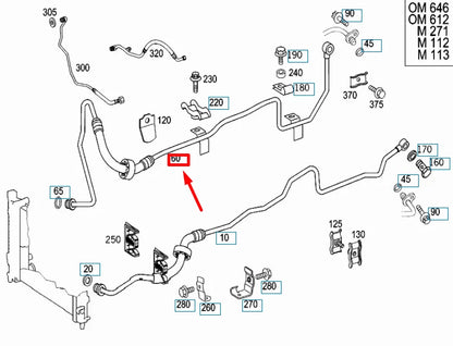 NEW MB CLK C209 TORQUE CONVERTER TO OIL COOLER RIGHT LINE A2092704896 ORIGINAL