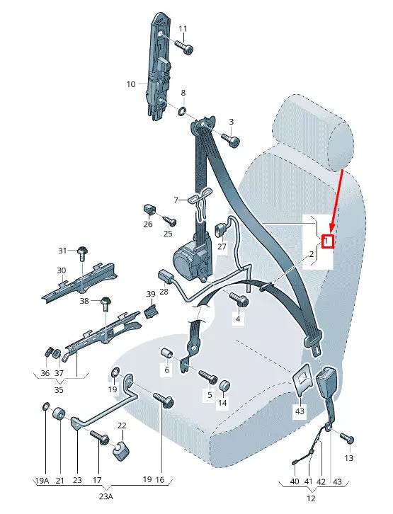 NEW AUDI RS3 FRONT RIGHT SEATBELT 8V5857706JVM1 ORIGINAL