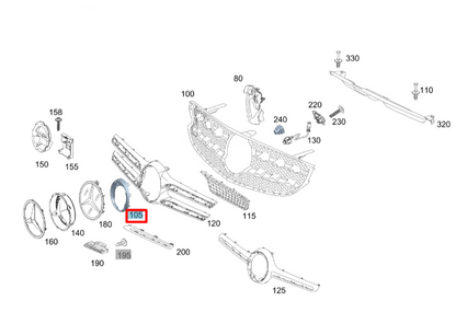 NEW MERCEDES-BENZ GLC X253 FRONT RADIATOR GRILLE EMBLEM RING A2538887900