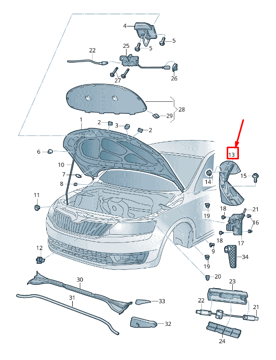 new skoda rapid nh front right bonnet hinge 60u823302 original