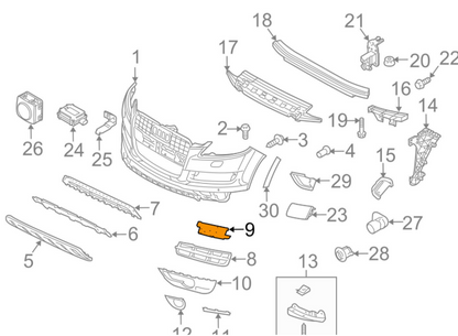 new audi q7 4l front bumper left grille cover 4l0807151b01c original
