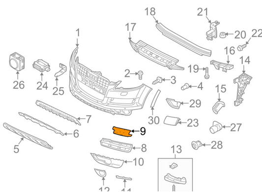 new audi q7 4l front bumper left grille cover 4l0807151b01c original