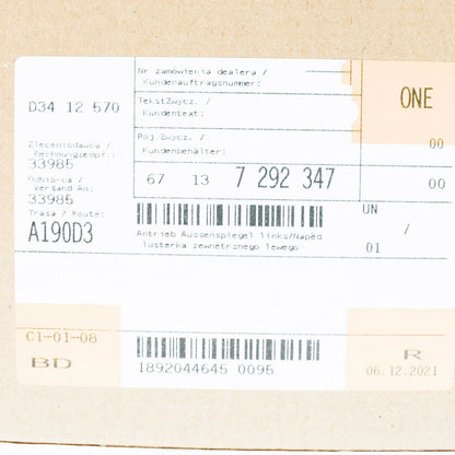 NEW BMW 3 F30 LEFT WING MIRROR ADJUSTOR MOTOR 67137292347 7292347 2016