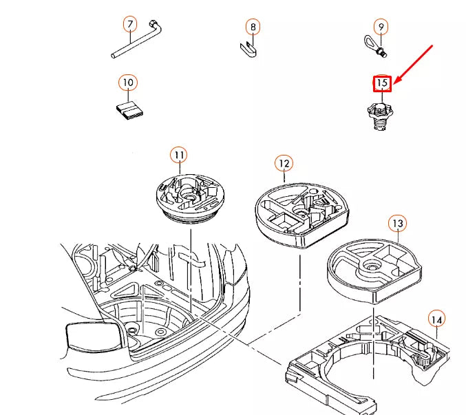 NEW AUDI A3 8P SPARE WHEEL MOUNTING BOLT 1K0803899B ORIGINAL