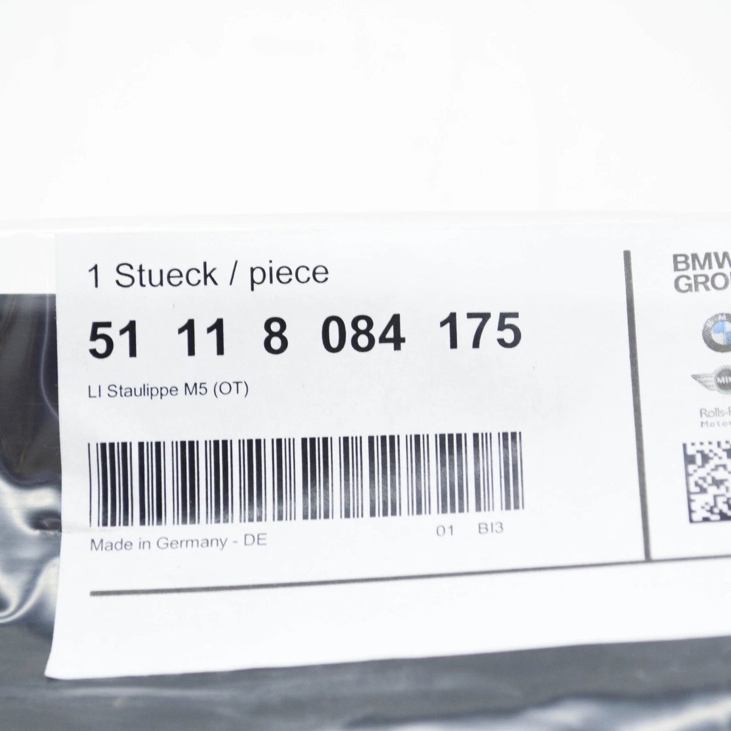 NEW BMW M5 F90 5 FRONT BUMPER LEFT PRESSURE LIP 51118084175 ORIGINAL