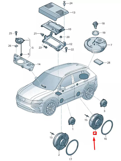 NEW VOLKSWAGEN TIGUAN AD1 REAR DOOR WIDE-BAND SPEAKER 7E0035710B