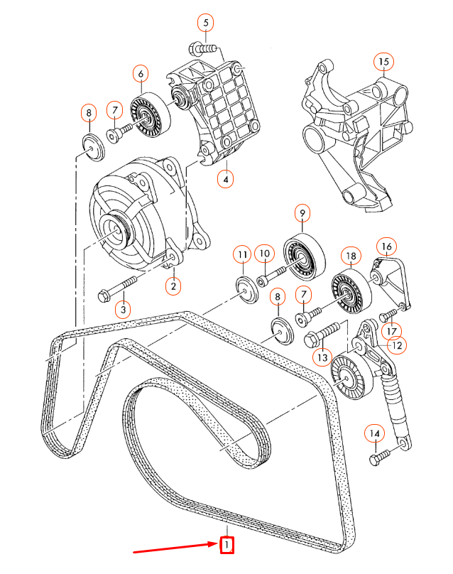 NEW AUDI Q7 4L SERPENTINE POLY-V-BELT 059903137AL ORIGINAL
