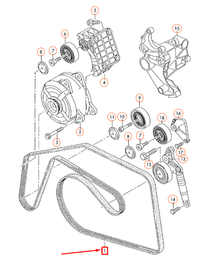 NEW AUDI Q7 4L SERPENTINE POLY-V-BELT 059903137AL ORIGINAL