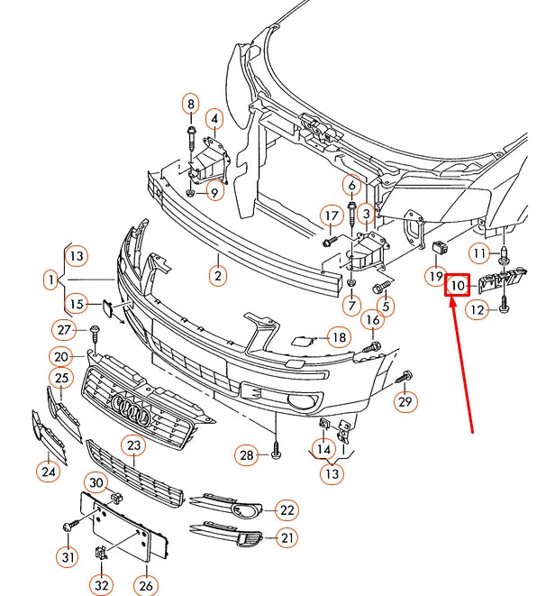 NEW AUDI A3 8P FRONT BUMPER RIGHT GUIDE BRACKET 8P0807184A ORIGINAL