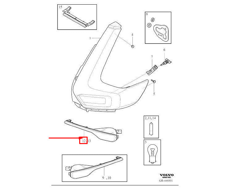 Genuine Volvo Xc40 Rear Right Fog Light Assembly 32228783 Original