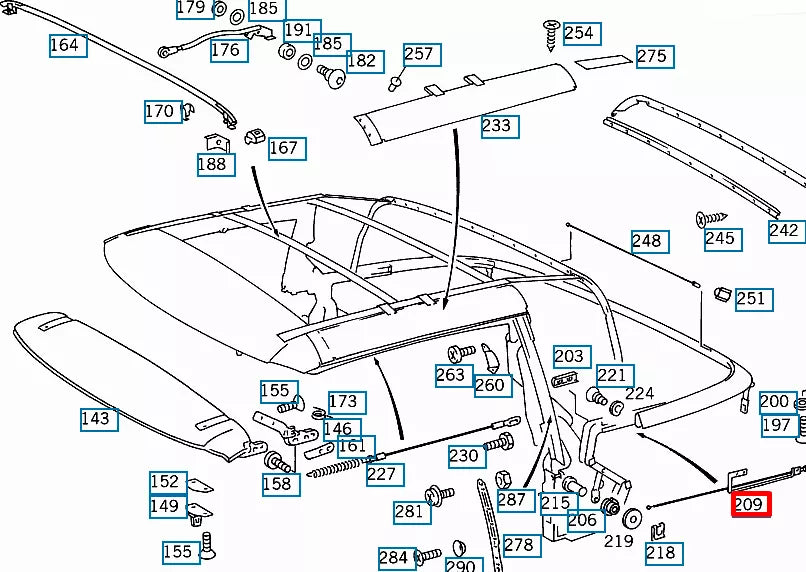 NEW MERCEDES BENZ SL R129 CONVERTIBLE TOP RIGHT CLAMP A1297702649 ORIGINAL