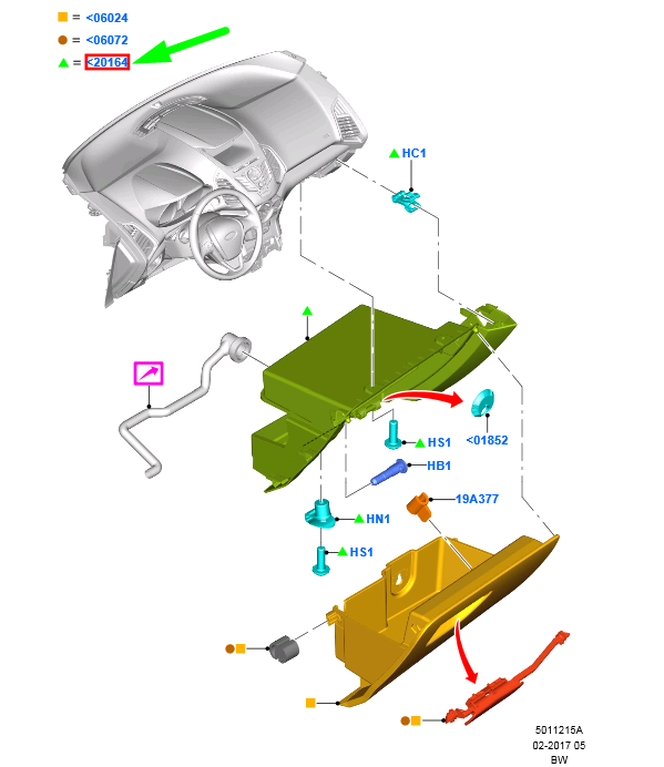 new ford ecosport mk2 glove compartment box cover rhd 1810342 original