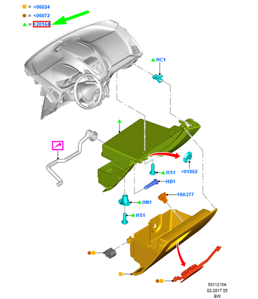 new ford ecosport mk2 glove compartment box cover rhd 1810342 original