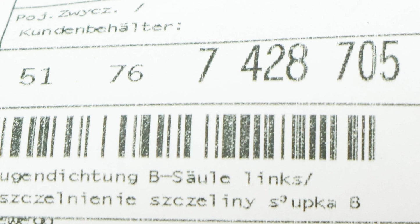 NEW BMW X7 G07 LEFT B-PILLAR JOINT SEAL 7428705 51767428705 ORIGINAL