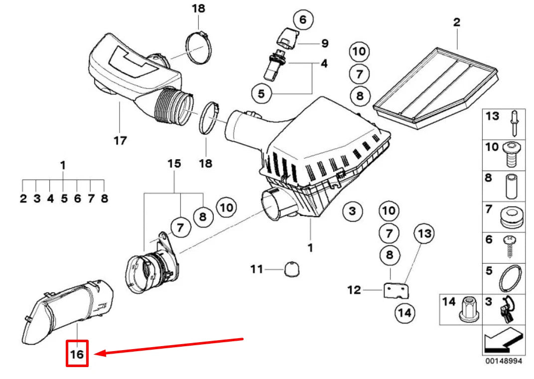 NEW BMW 5 E60 INTAKE DUCT 7521012 13717521012 ORIGINAL