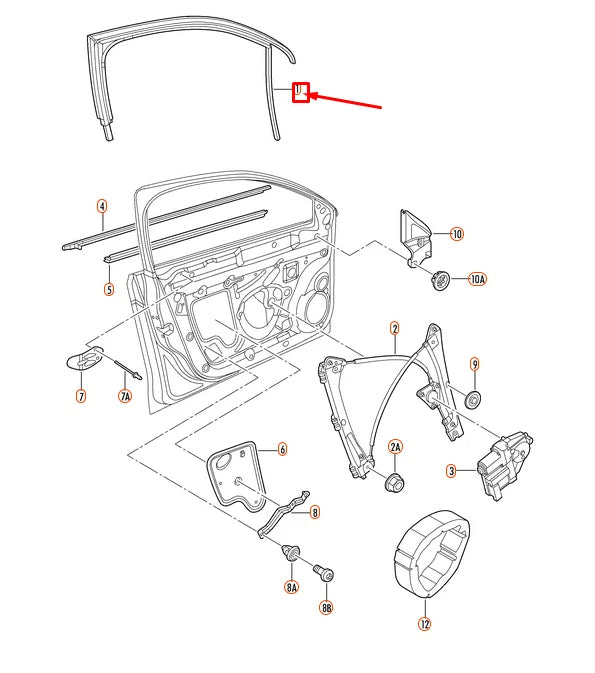 NEW VOLKSWAGEN JETTA A6 FRONT RIGHT WINDOW GUIDE 5C68374325AP ORIGINAL