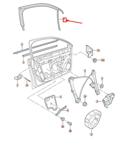 NEW VOLKSWAGEN JETTA A6 FRONT RIGHT WINDOW GUIDE 5C68374325AP ORIGINAL