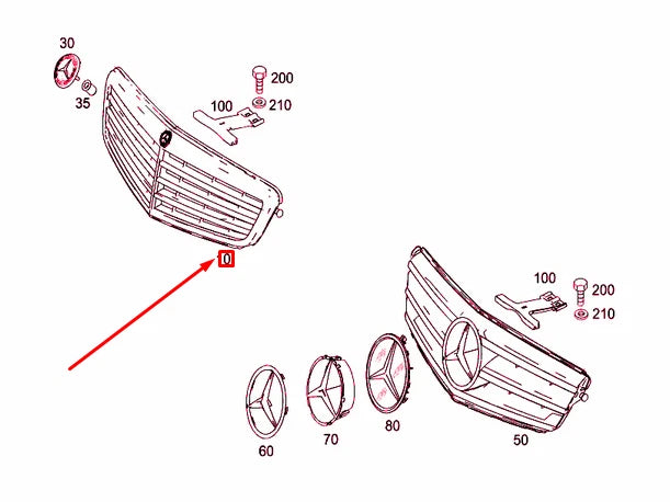 NEW MERCEDES-BENZ C W204 RADIATOR GRILLE SHELL TRIM A20488014837246 ORIGINAL
