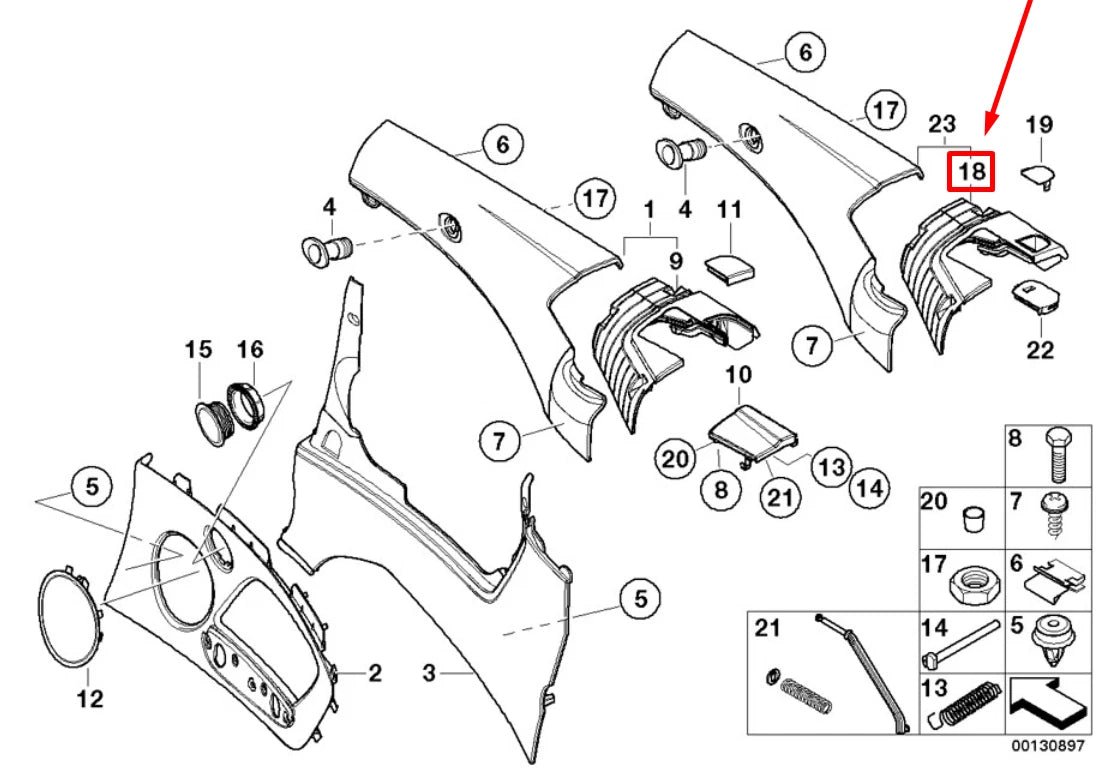 NEW BMW 3 CABRIO E46 REAR LEFT ROD ASSY COVER 7147947 51437147947 ORIGINAL