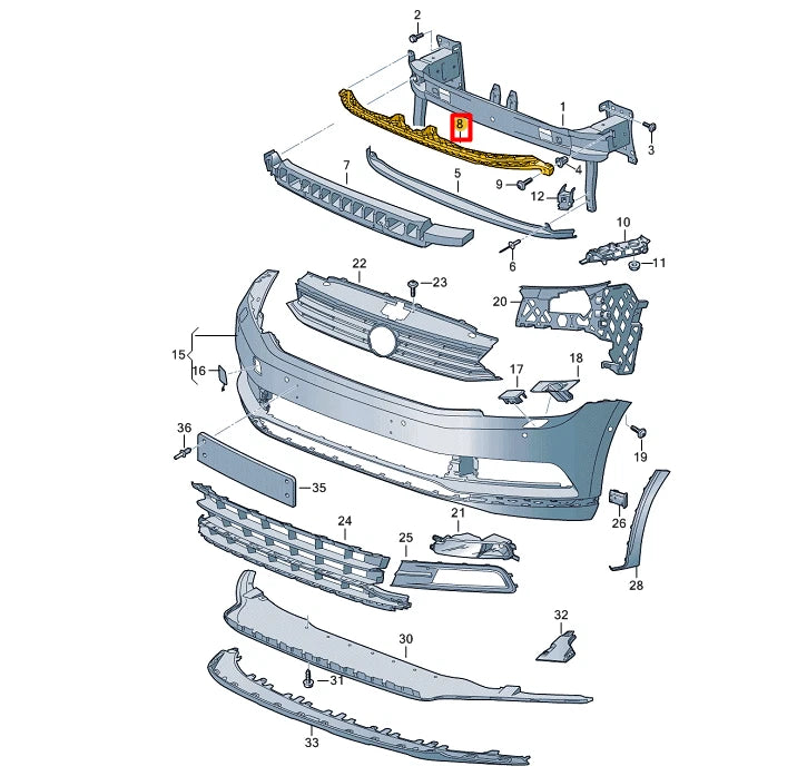 NEW VOLKSWAGEN PASSAT B8 FRONT BUMPER CENTER BRACKET 3G0807571 ORIGINAL