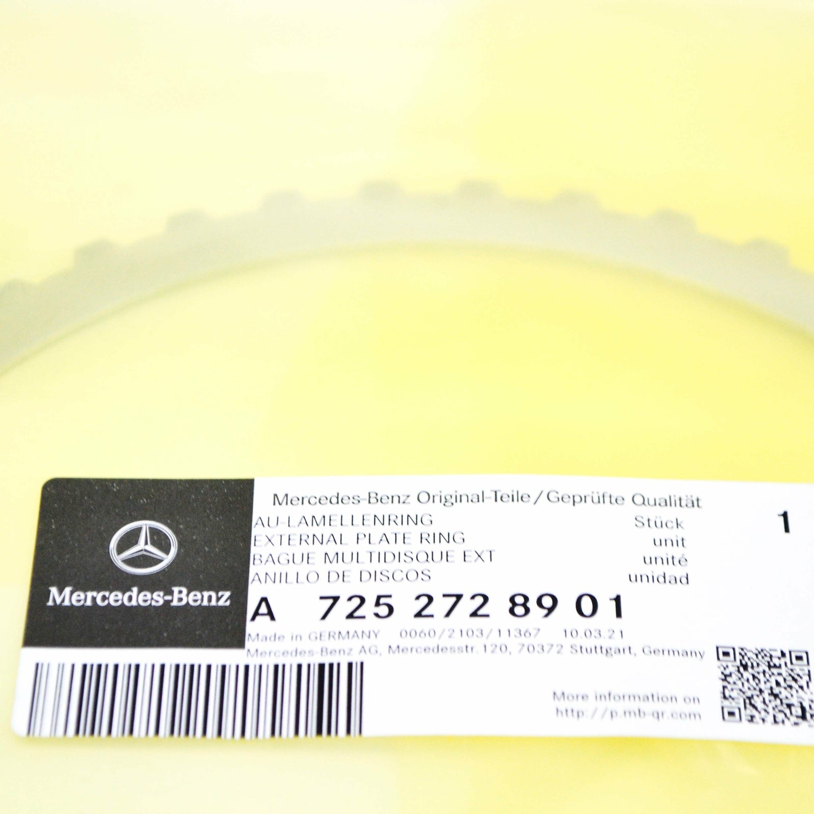 NEW MB S W222 AUTO TRANS OUTER STAINLESS RING CLUTCH PLATE A7252728901 ORIGINAL