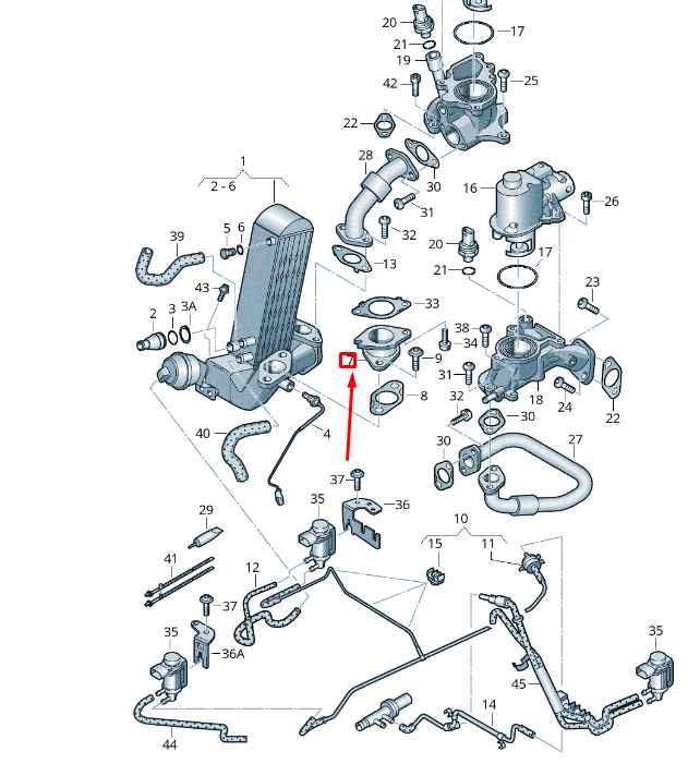 NEW VW TOUAREG MK2 EXHAUST GAS RECIRCULATION CONNECTING PIPE 057131530A ORIGINAL