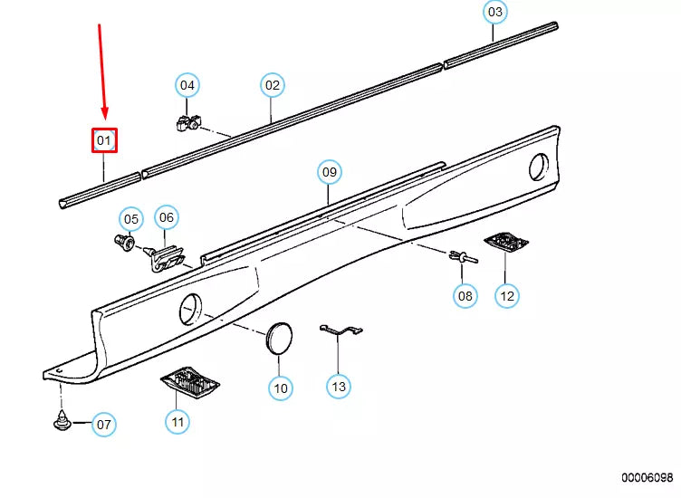 NEW BMW 8 E31 FRONT RIGHT FENDER MOULDING 51138108372 ORIGINAL