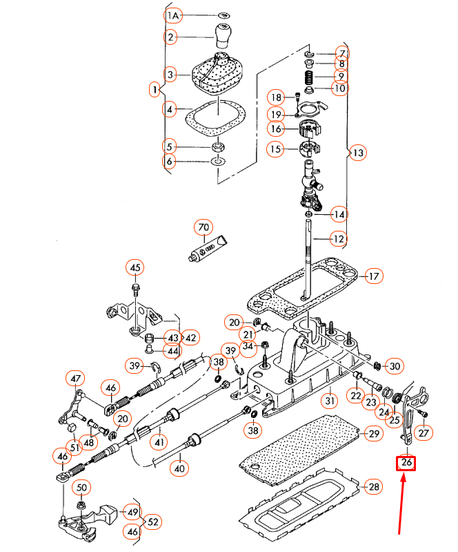 NEW VW GOLF MK5 GEAR SELECTOR OPTIONAL ANGLE BRACKET 1K0711611A ORIGINAL