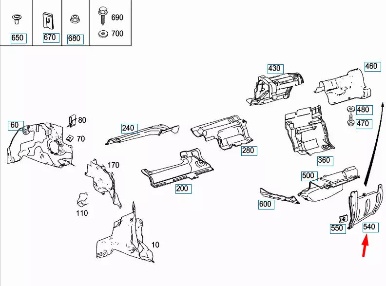 NEW MERCEDES-BENZ E-CLASS W212 HEAT SHIELD A2126800122 ORIGINAL