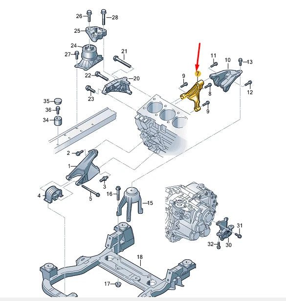 NEW VW TRANSPORTER VI T6 ENGINE BRACKET 03N199357B