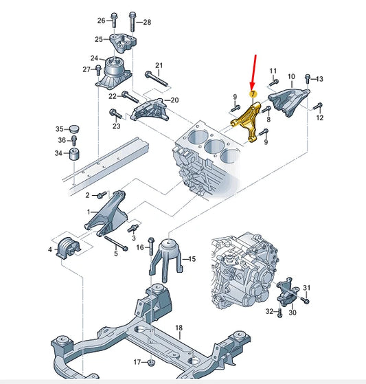 NEW VW TRANSPORTER VI T6 ENGINE BRACKET 03N199357B