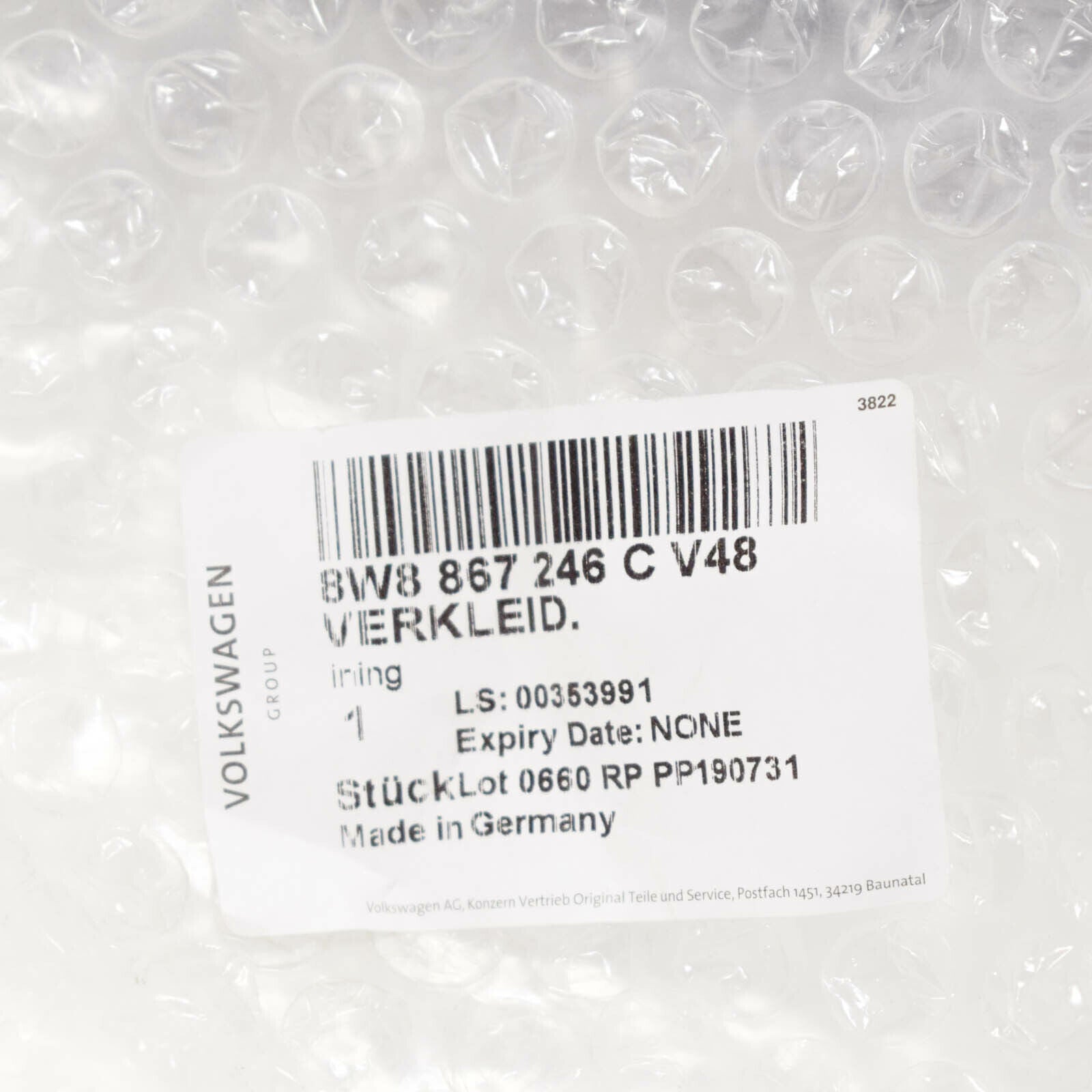 NEW AUDI A5 8W6 SPORTBACK REAR UPPER RIGHT QUARTER TRIM 8W8867246CV48 ORIGINAL