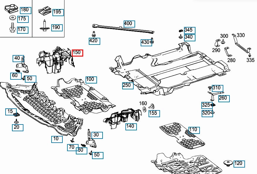 NEW MB C W205 RIGHT CENTER ENGINE NOISE INSULATION A2055240325