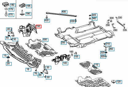 NEW MB C W205 RIGHT CENTER ENGINE NOISE INSULATION A2055240325