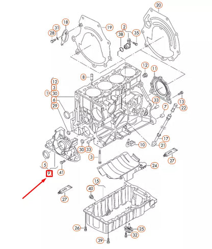 NEW AUDI A3 8P FRONT MAIN SEALING FLANGE 038103151H ORIGINAL