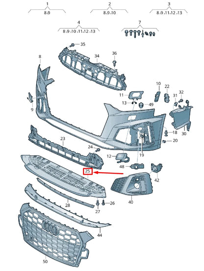 NEW AUDI A5 F5 FRONT BUMPER LOWER CENTRE CLOSING ELEMENT 8W6807611D ORIGINAL