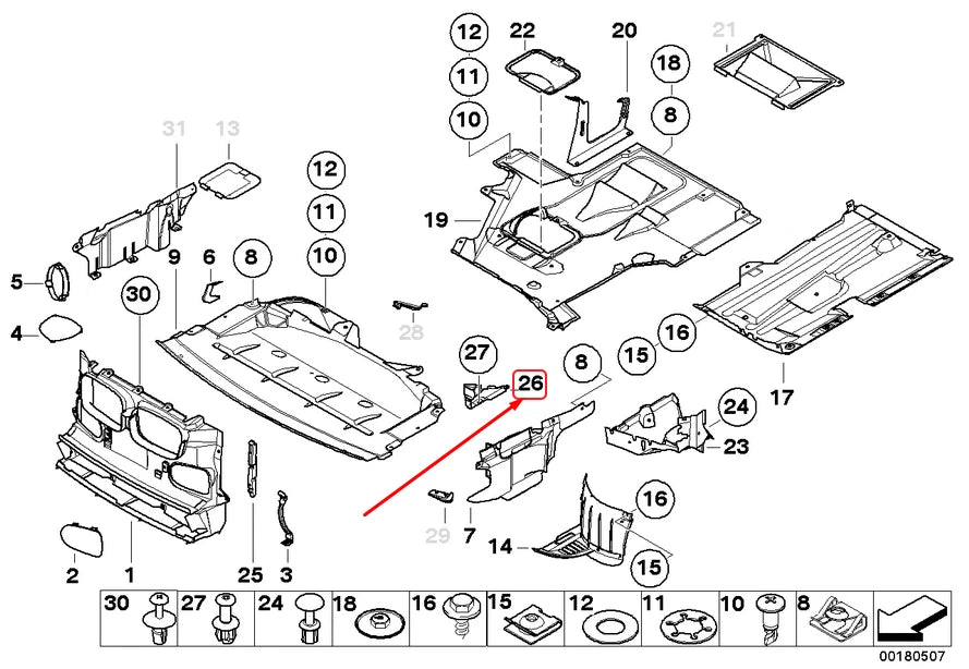 NEW BMW 5 E39 REAR LEFT ENGINE SUPPORT COVER 51718222129 8222129