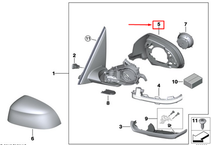 new bmw x3 g01 right mirror supporting ring 51167468260 original