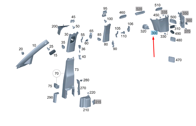 new mercedes-benz vito w447 right side d-pillar trim a44769084257h52 original