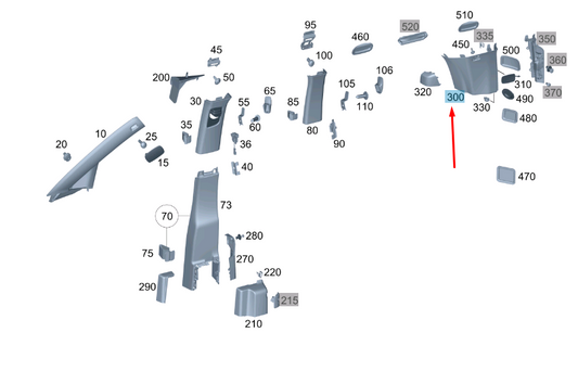 new mercedes-benz vito w447 right side d-pillar trim a44769084257h52 original
