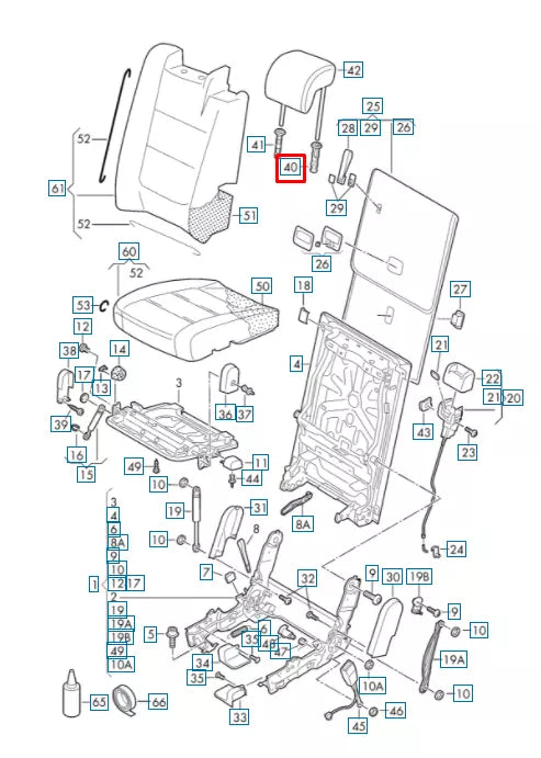 NEW VOLKSWAGEN SHARAN 7N ADJUSTABLE HEADREST GUIDE 1K0881920AD82V ORIGINAL