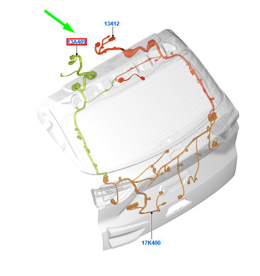 new ford kuga mk3 liftgate wire assy 2455393 lx6t-13a409-eadc original