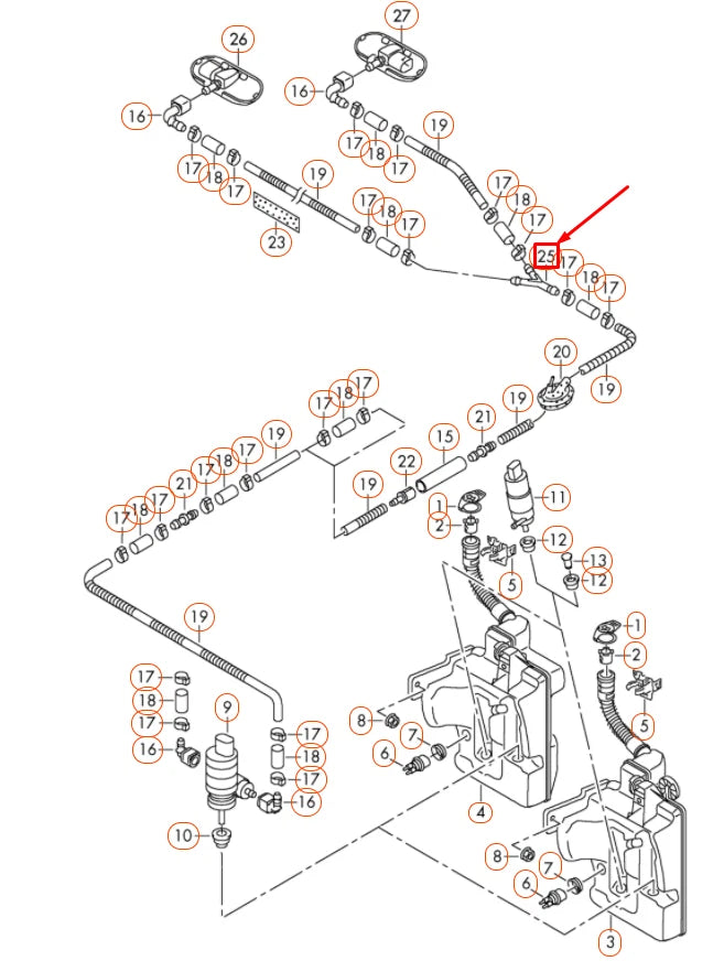 NEW AUDI A1 8X FRONT WINDSCREEN WASHER SYSTEM Y-PIECE 1J0955873D ORIGINAL