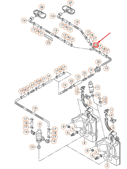 NEW AUDI A1 8X FRONT WINDSCREEN WASHER SYSTEM Y-PIECE 1J0955873D ORIGINAL